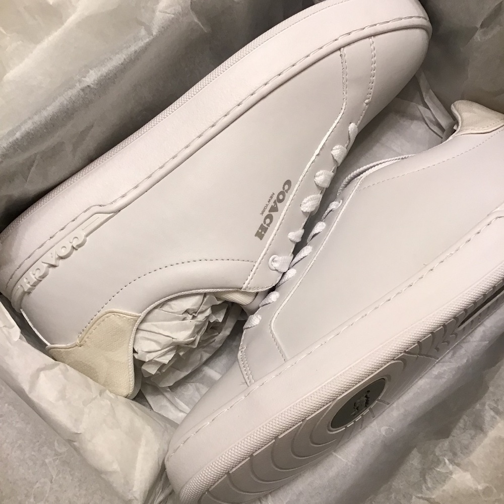COACH ALL LEATHER OPTIC WHITE SIGNATURE SNEAKERS MENS